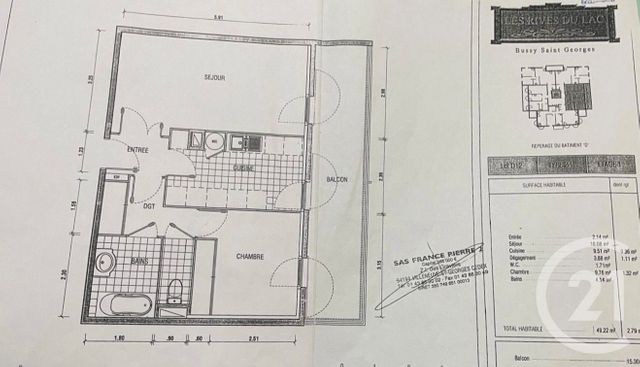 Appartement F2 à vendre - 2 pièces - 49.22 m2 - BUSSY ST GEORGES - 77 - ILE-DE-FRANCE - Century 21 Immobilier Val D'Europe