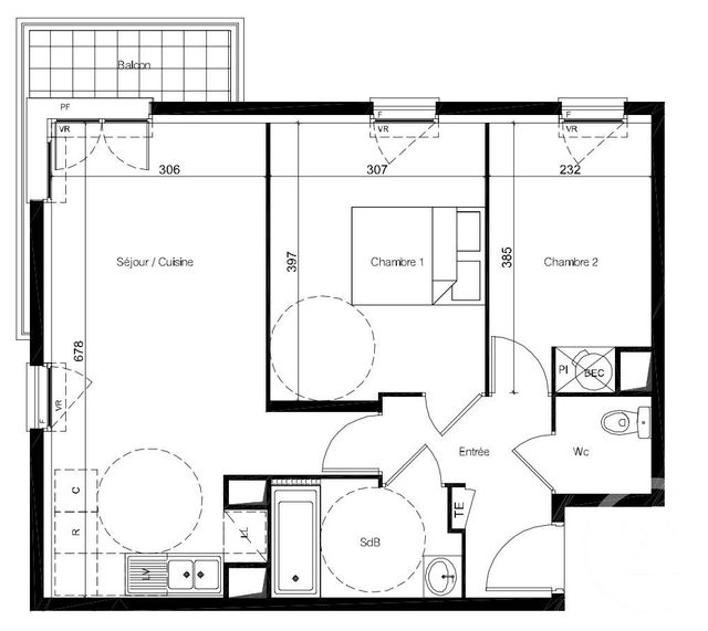 Appartement F3 à vendre - 3 pièces - 53.49 m2 - MONTEVRAIN - 77 - ILE-DE-FRANCE - Century 21 Immobilier Val D'Europe