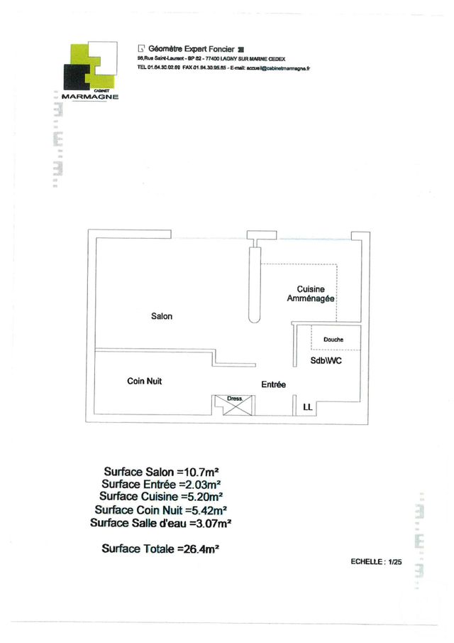 Appartement Studio à louer - 1 pièce - 26.4 m2 - LAGNY SUR MARNE - 77 - ILE-DE-FRANCE - Century 21 Immobilier Val D'Europe