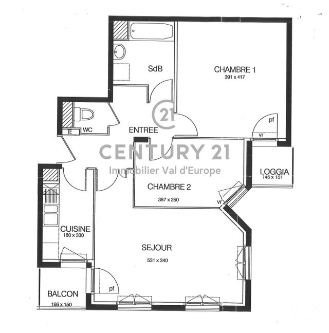 Appartement F3 à louer - 3 pièces - 63.87 m2 - BUSSY ST GEORGES - 77 - ILE-DE-FRANCE - Century 21 Immobilier Val D'Europe