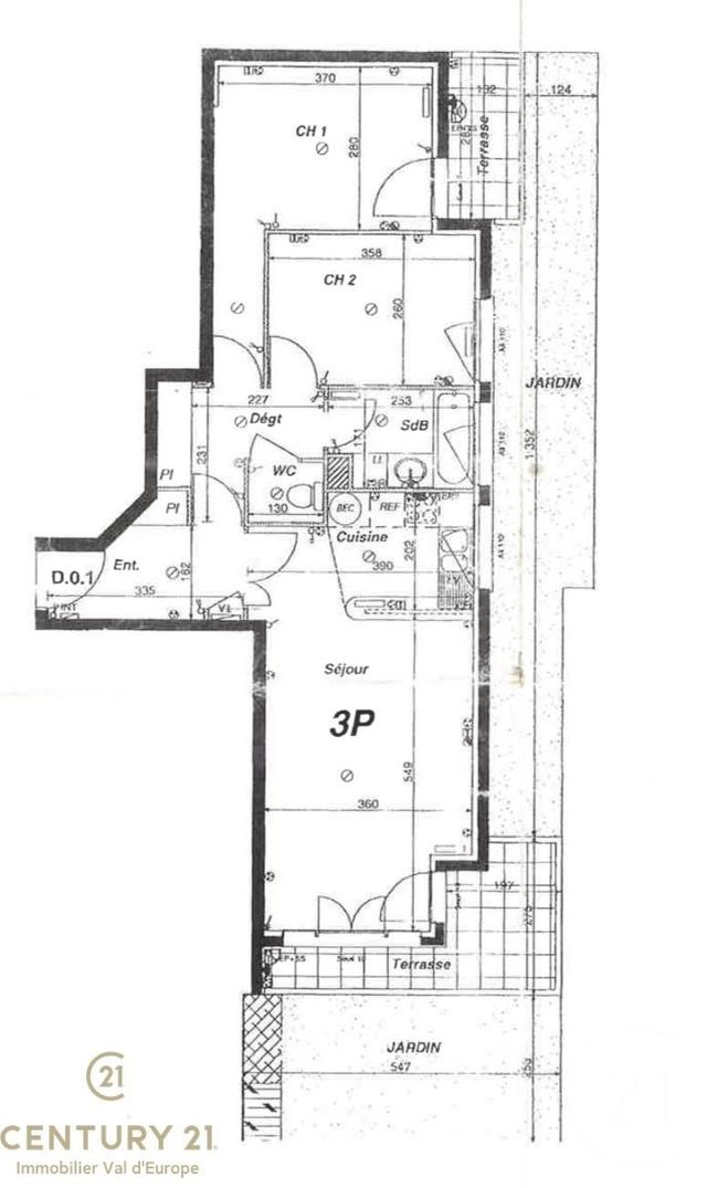 Appartement F3 à louer - 3 pièces - 63.16 m2 - MONTEVRAIN - 77 - ILE-DE-FRANCE - Century 21 Immobilier Val D'Europe